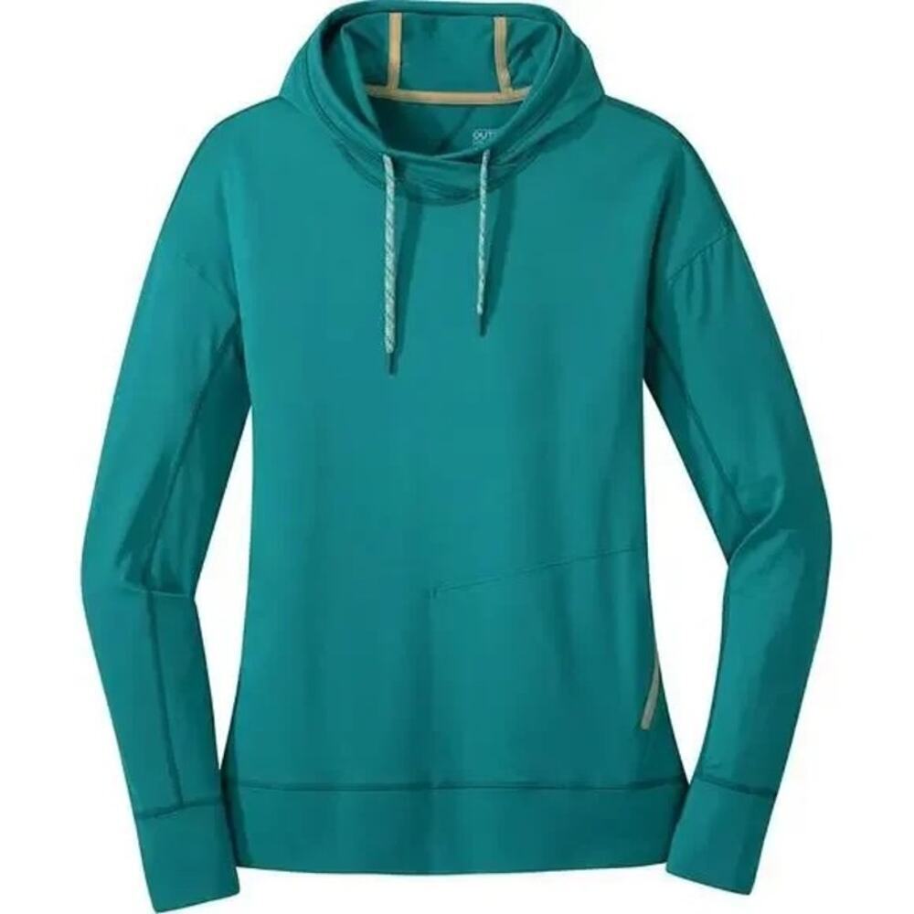 Outdoor Research Womens Teal Large Chain Reaction Lightweight Hoodie Drawstring